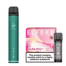 Elf Bar Elfa Pod Prefilled Starter Kit 850mAh Strawberry Ice Cream Green