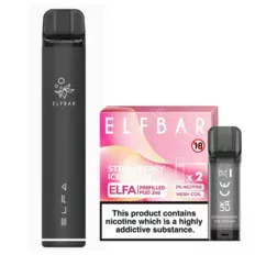 Elf Bar Elfa Pod Prefilled Starter Kit 850mAh Strawberry Ice Cream Black