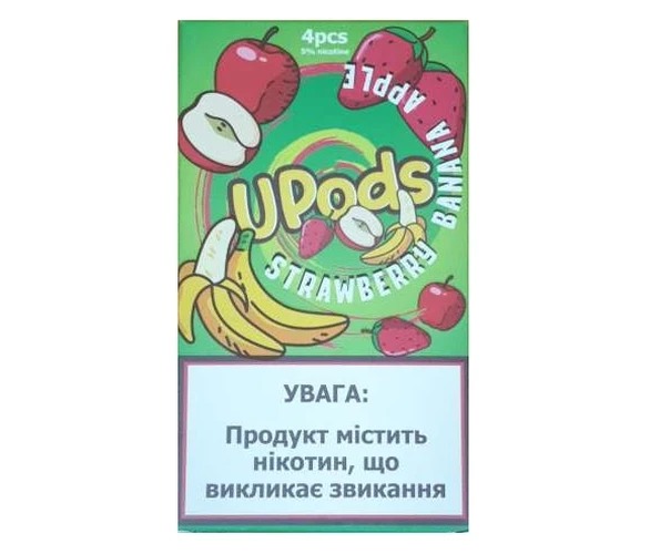 Картриджи для вейпа Upods Cartridge 50 мг 0.7 мл 4 шт Клубника Банан Яблоко