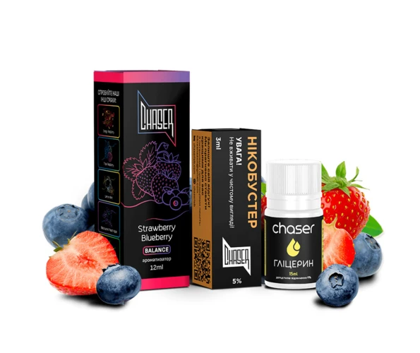 Набор Chaser Black Strawberry Blueberry 30 мл (Клубника + черника), самозамес