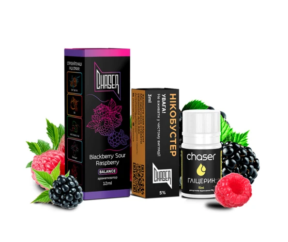 Набір Chaser Black Blackberry Sour Raspberry 30 мл (Ожина + малина), самозаміс