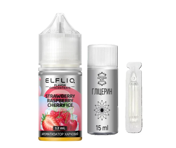 Набор Elfliq Strawberry Raspberry Cherry Ice 30 мл (Клубника + Малина + Вишня), самозамес