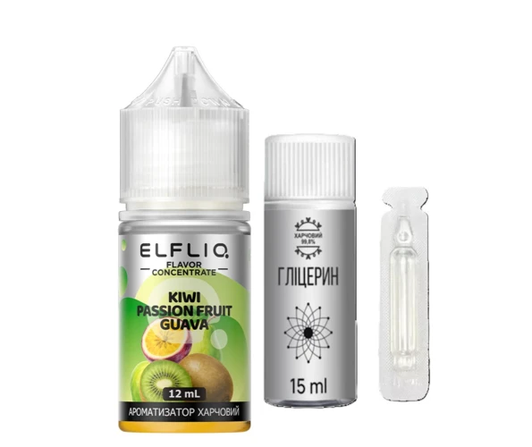 Ароматизатор Elfliq Kiwi Passion Fruit Guava 12 мл (Киви + Маракуя + Гуава), самозамес
