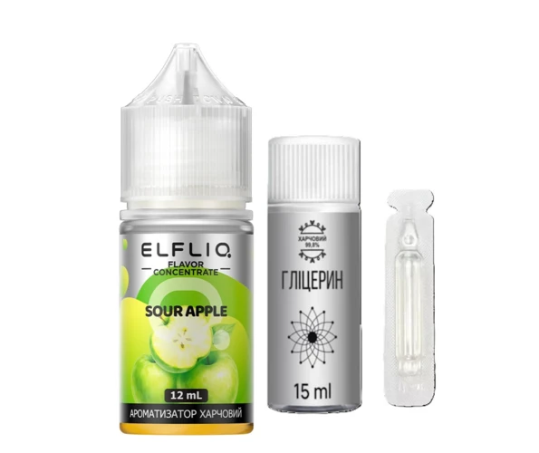 Набор Elfliq Sour Apple 30 мл (Кислое яблоко), самозамес
