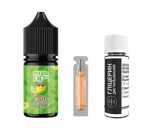 Набор Mix Bar Fresh Green Vibe 30 мл (Яблоко + Виноград + Базилик), самозамес