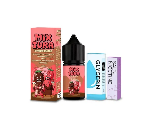 Набір Mixtura Salt Chocolate Ice Cream With Strawberries 30 мл 5% (Шоколадне морозиво з полуницею) самозаміс