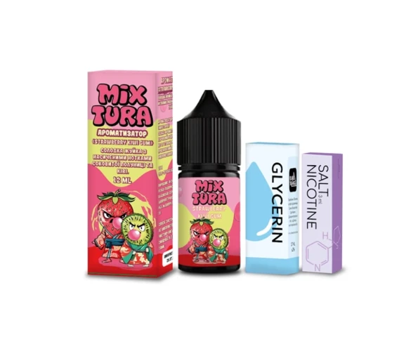 Набір Mixtura Salt Strawberry Kiwi Gum 30 мл 5% (Полуниця + Ківі) самозаміс