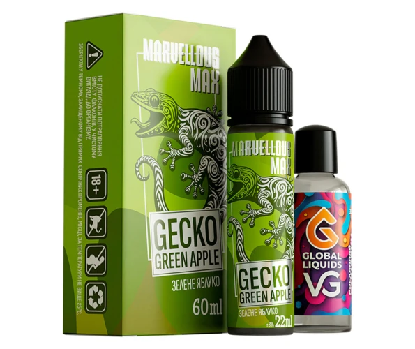 Набір Marvellous Max Gecko Green Apple 60 мл (Зелене яблуко), самозаміс