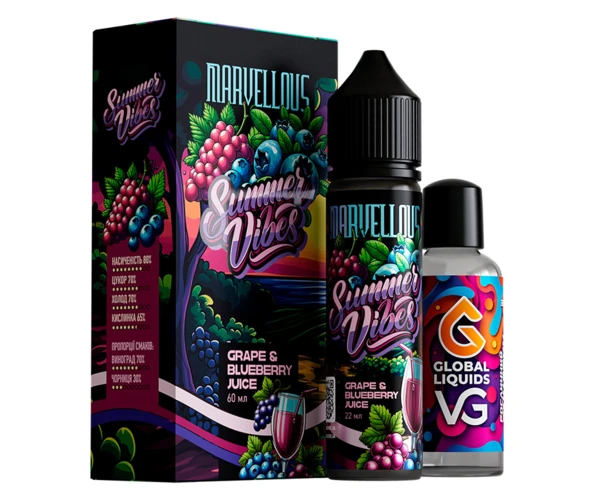 Набір Marvellous Summer Vibes Grape-Blueberry Juice 60 мл (Голубика + Виноград), самозаміс
