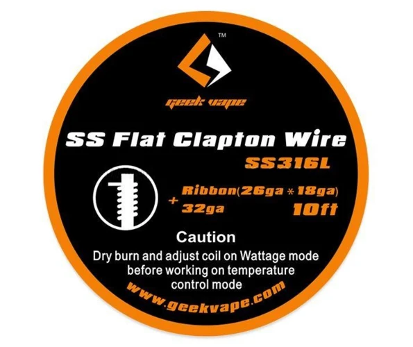 Проволока 10ft GeekVape SS Flat Clapton Wire, Ribbon(26GAx18GA)+32GA 