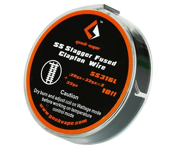 Проволока 10ft GeekVape SS Stagger Fused Clapton Wire, SS316L(26GA+32GA)x2+32GA 