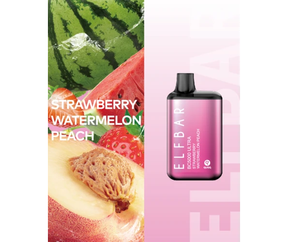 Одноразка Pod Elf Bar BC5000 Ultra 13 мл 5% Strawberry Watermelon Peach (Полуниця + кавун + персик) - Фото 5