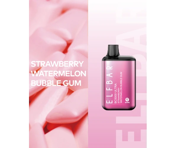 Одноразовий Pod Elf Bar BC5000 Ultra 13 мл 5% Strawberry Watermelon bubble Gum (Полуниця + Кавун) - Фото 5