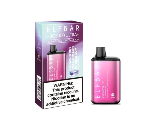 Одноразовий Pod Elf Bar BC5000 Ultra 13 мл 5% Strawberry Watermelon bubble Gum (Клубника + Арбуз) - Фото 3
