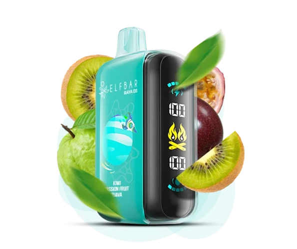 Одноразка Pod Elf Bar RAYA D3 23 мл 5% 25000 Kiwi Passion Fruit Guava (Ківі + Маракуя + Гуава)