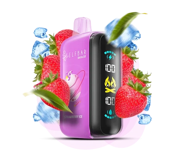 Одноразка Pod Elf Bar RAYA D3 23 мл 5% 25000 Strawberry Ice (Полуниця + Лід)