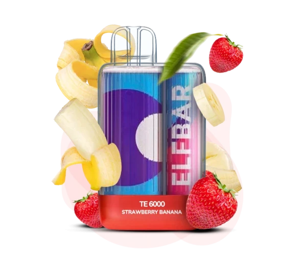 Одноразка Pod Elf Bar TE6000 15 мл 5% (перезаряжаемая) Strawberry Banana (Клубника + банан)