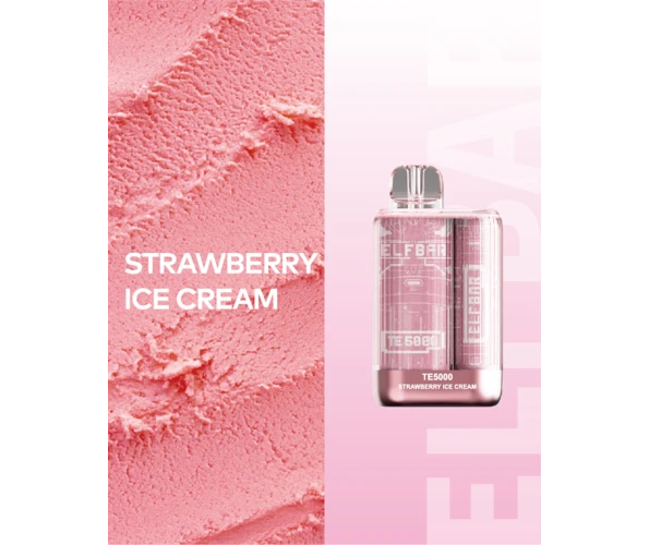 Одноразка Pod Elf Bar TE 5000 13.5 мл 5% Strawberry Ice Cream (Полуничне морозиво)