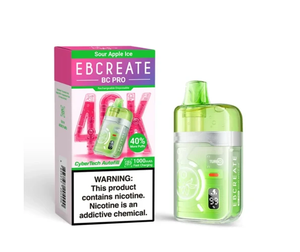 Одноразка Pod Elf Bar BC PRO 40000 Sour Apple Ice 5% (Кисле яблуко) - Фото 2