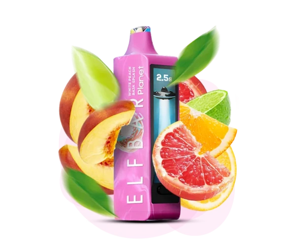 Одноразка Pod Elf Bar Planet 25000 800 mAh White Peach Baja Splash 5% (Персик + Цитрусові)