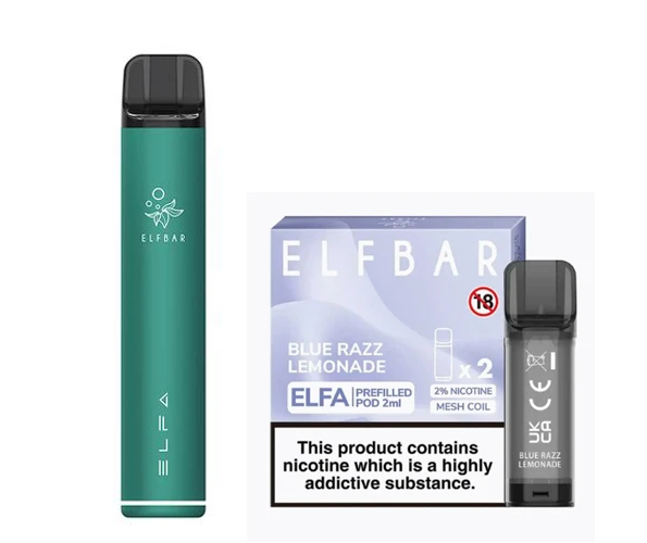 Elf Bar Elfa Pod Prefilled Starter Kit 850mAh Blue Razz Lemonade Green