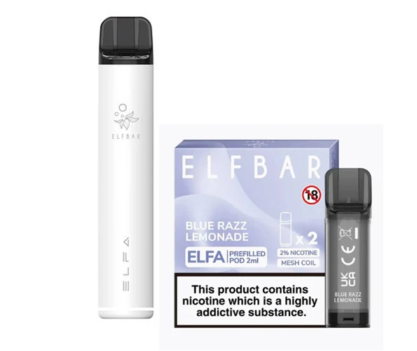 Elf Bar Elfa Pod Prefilled Starter Kit 850mAh Blue Razz Lemonade White