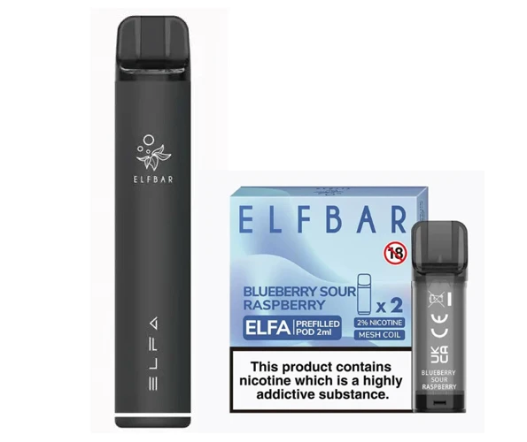 Elf Bar Elfa Pod Prefilled Starter Kit 850mAh Blueberry Sour Raspberry Black