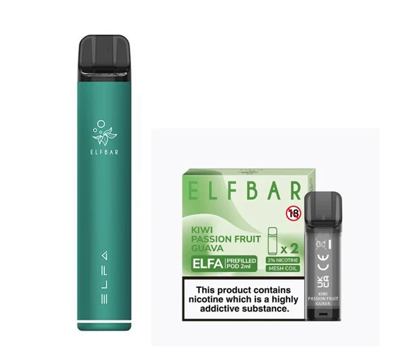 Elf Bar Elfa Pod Prefilled Starter Kit 850mAh Kiwi Passion Fruit Guava Green
