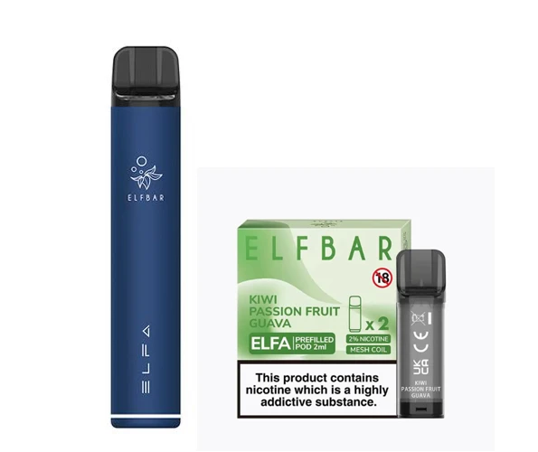 Elf Bar Elfa Pod Prefilled Starter Kit 850mAh Kiwi Passion Fruit Guava Navy