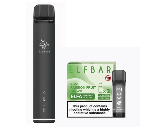 Elf Bar Elfa Pod Prefilled Starter Kit 850mAh Kiwi Passion Fruit Guava Black