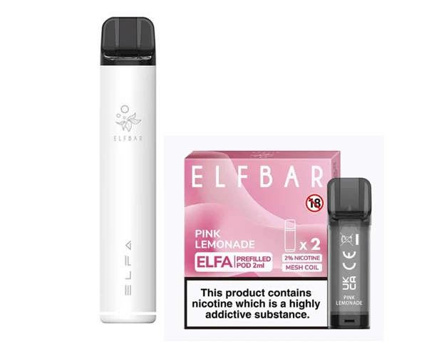 Elf Bar Elfa Pod Prefilled Starter Kit 850mAh Pink Lemonade White