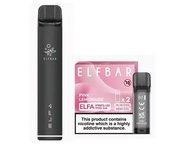 Elf Bar Elfa Pod Prefilled Starter Kit 850mAh Pink Lemonade Black