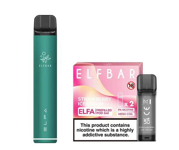 Elf Bar Elfa Pod Prefilled Starter Kit 850mAh Strawberry Ice Cream Green
