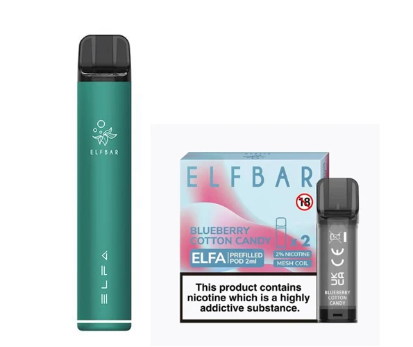 Elf Bar Elfa Pod Prefilled Starter Kit 850mAh Blueberry Cotton Candy Green