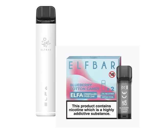 Elf Bar Elfa Pod Prefilled Starter Kit 850mAh Blueberry Cotton Candy White