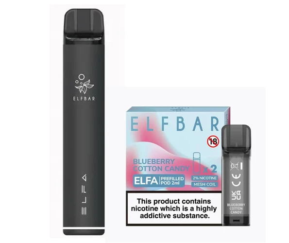 Elf Bar Elfa Pod Prefilled Starter Kit 850mAh Blueberry Cotton Candy Black