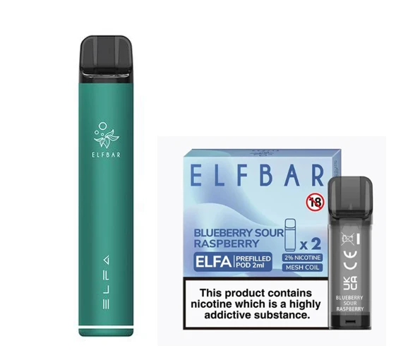 Elf Bar Elfa Pod Prefilled Starter Kit 850mAh Blueberry Sour Raspberry Green