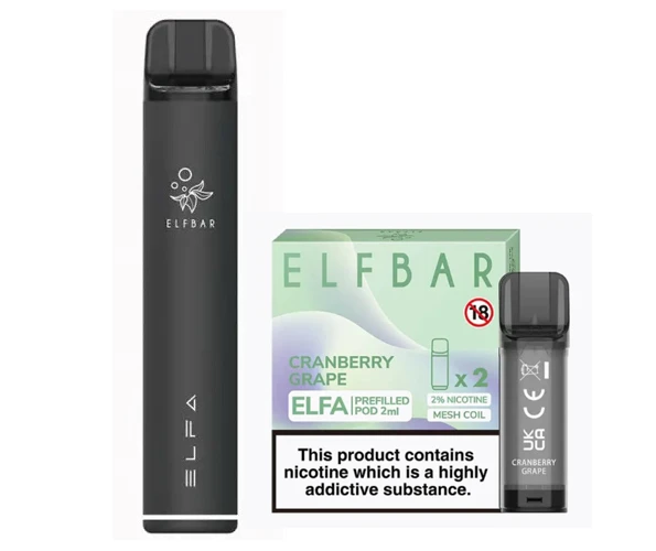 Elf Bar Elfa Pod Prefilled Starter Kit 850mAh Cranberry Grape Black
