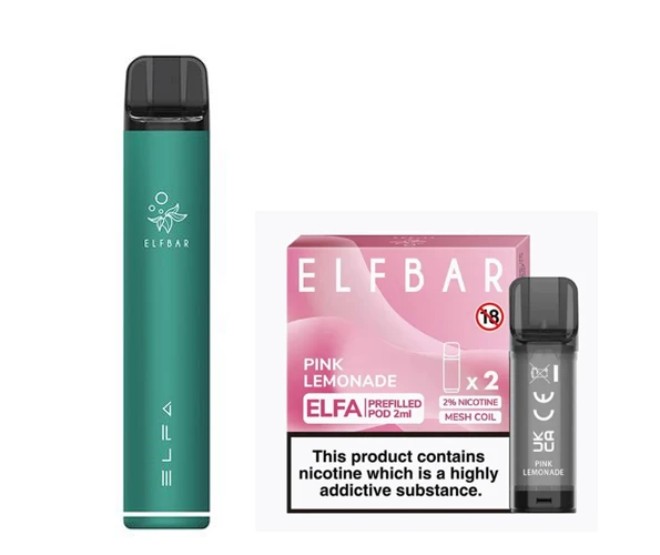 Elf Bar Elfa Pod Prefilled Starter Kit 850mAh Pink Lemonade Green