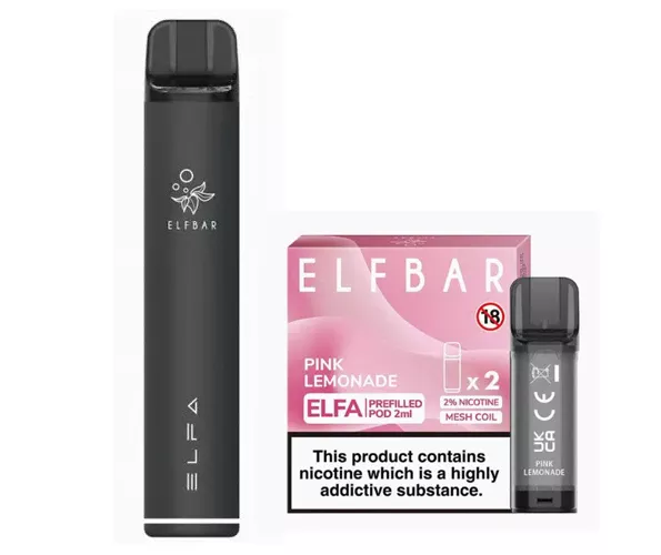 Elf Bar Elfa Pod Prefilled Starter Kit 850mAh Pink Lemonade Black