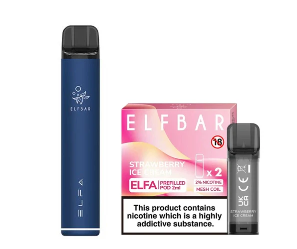 Elf Bar Elfa Pod Prefilled Starter Kit 850mAh Strawberry Ice Cream Navy