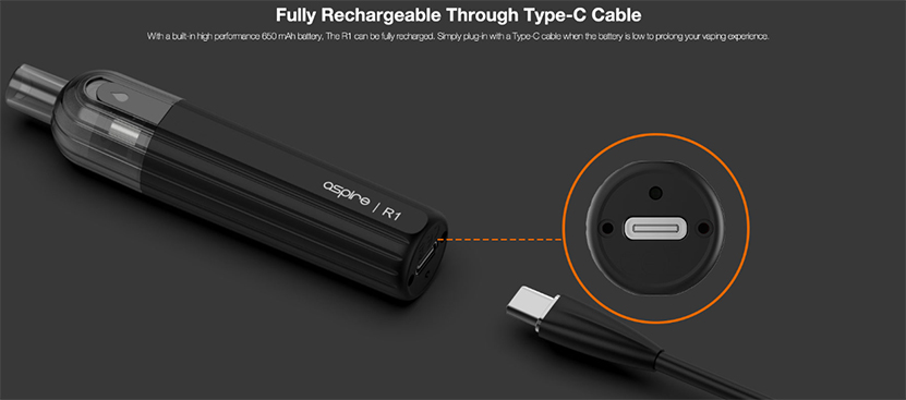 Aspire R1 650mAh Black ( перезаправляемая одноразка) - Описание Aspire R1 650mAh Black ( перезаправляемая одноразка) - Описание