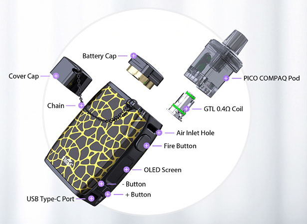 Eleaf Pico COMPAQ 60W 18650 Kit Gradient Grey - Описание
