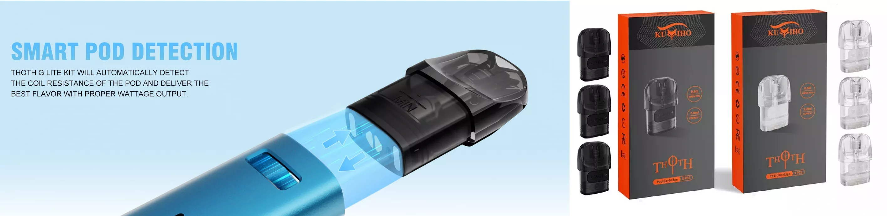 Kumiho THOTH G Lite Pod System Kit 650mAh 2ml Icy Silver - Описание