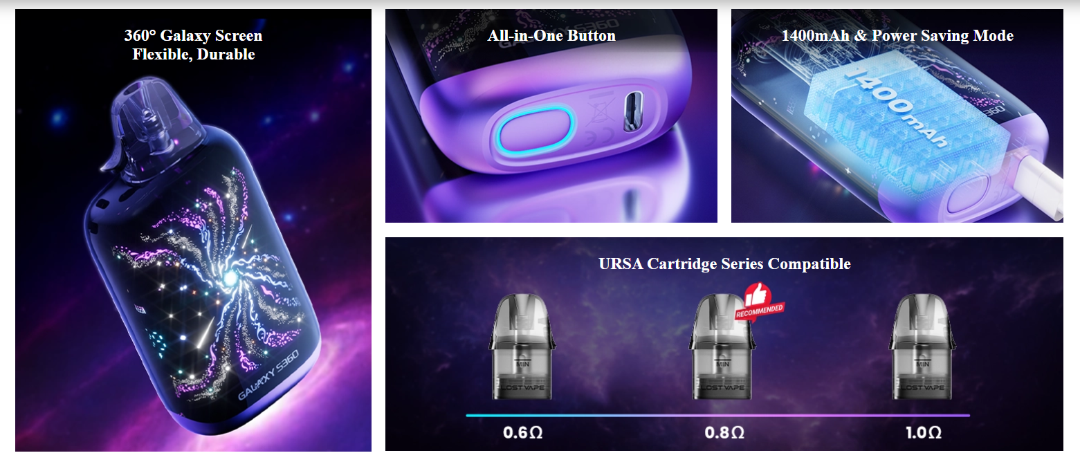 Lost Vape Galaxy S360 Kit 1400 mAh Mystic Galaxy Под система - Описание