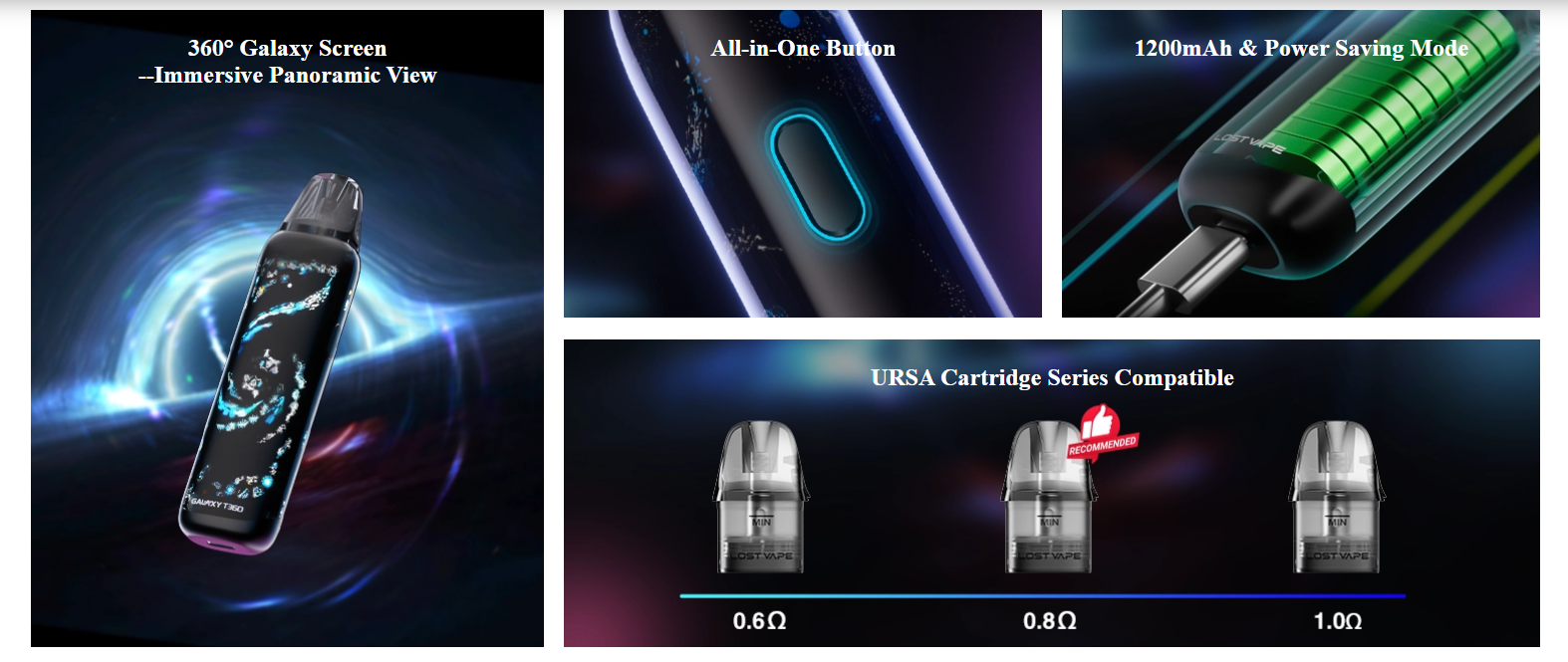 Lost Vape Galaxy T360 Kit 1200 mAh Ocean Galaxy Под система - Описание Lost Vape Galaxy T360 Kit 1200 mAh Ocean Galaxy Под система - Описание