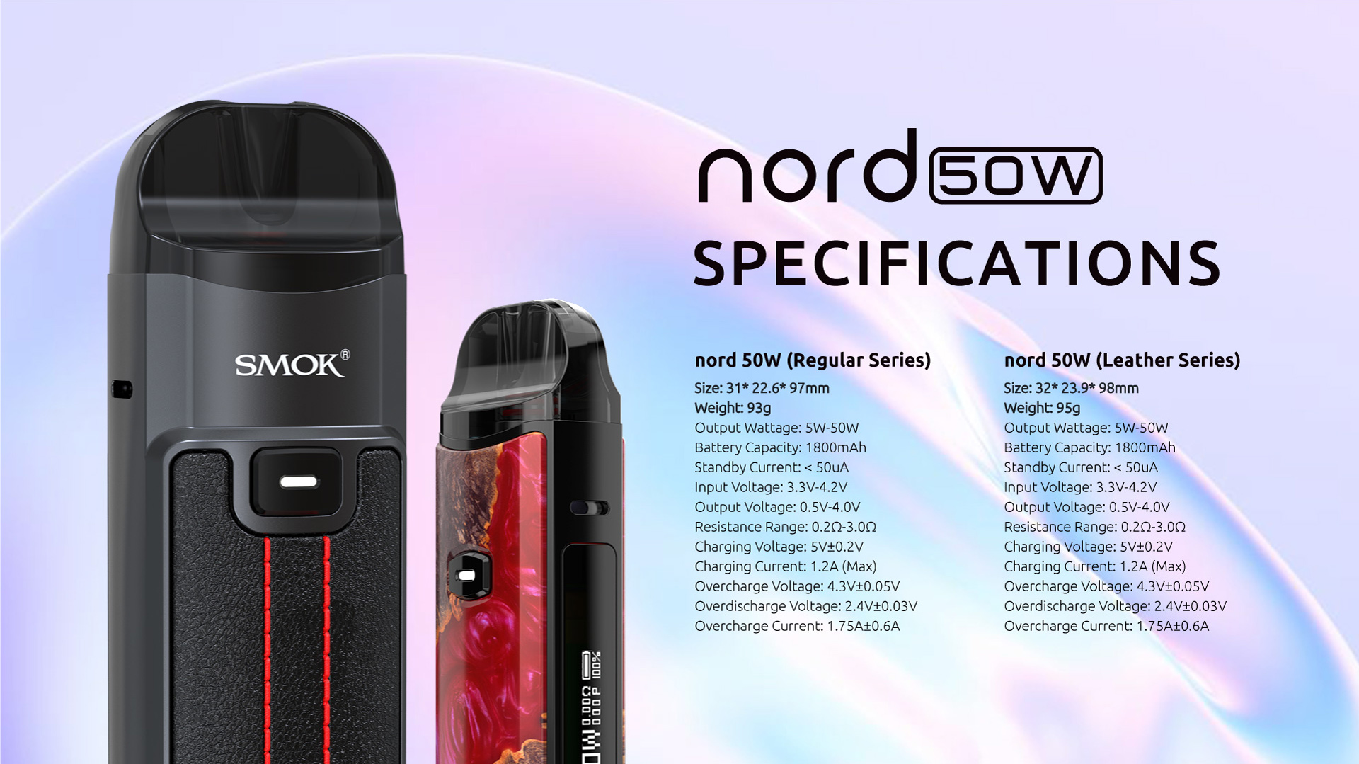 Smok Nord 50W Pod Kit 1800mAh Fluid Black Grey - Описание
