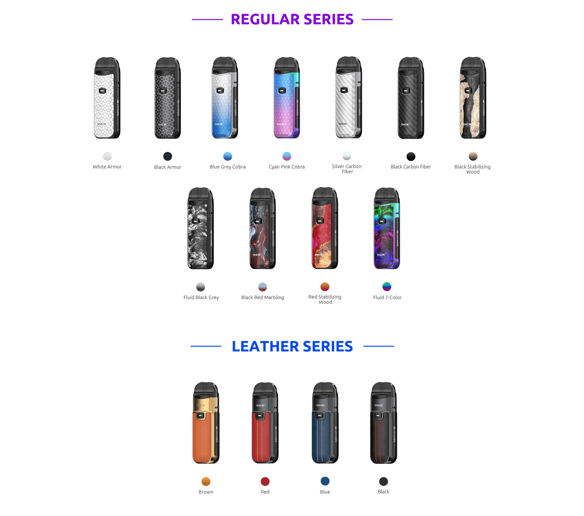 Smok Nord 50W Pod Kit 1800mAh Black Leather - Описание