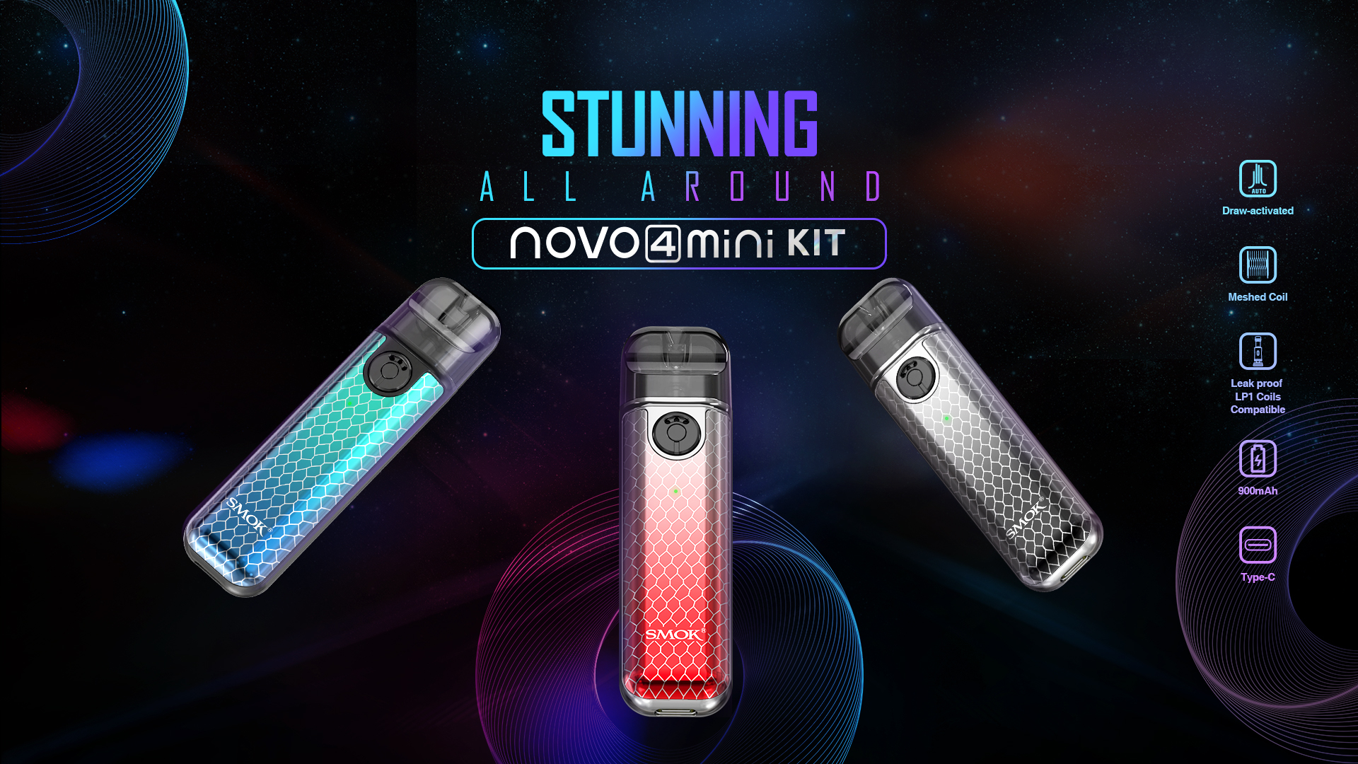 SMOK Novo 4 Mini Kit 900mAh 25W Black Cobra - Описание
