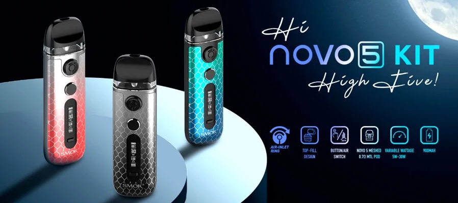 SMOK Novo 5 Pod Starter Kit 900mAh Black Cobra подик - Описание SMOK Novo 5 Pod Starter Kit 900mAh Black Cobra подик - Описание